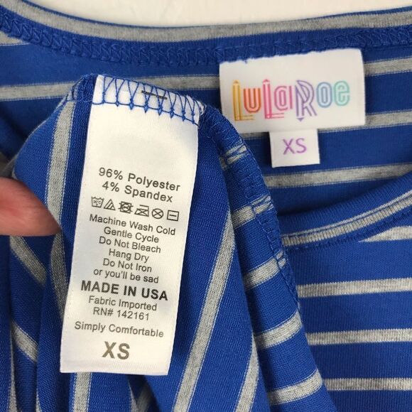 LuLaRoe Maria Blue Gray Striped Maxi Dress XS NWT - Picture 5 of 6